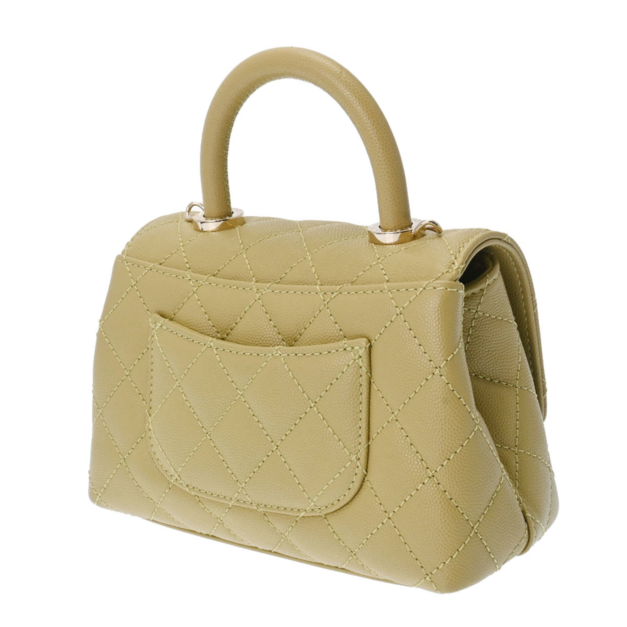 CHANEL Matelasse XXS Pistachio AS2215 Women's Caviar Skin Handbag