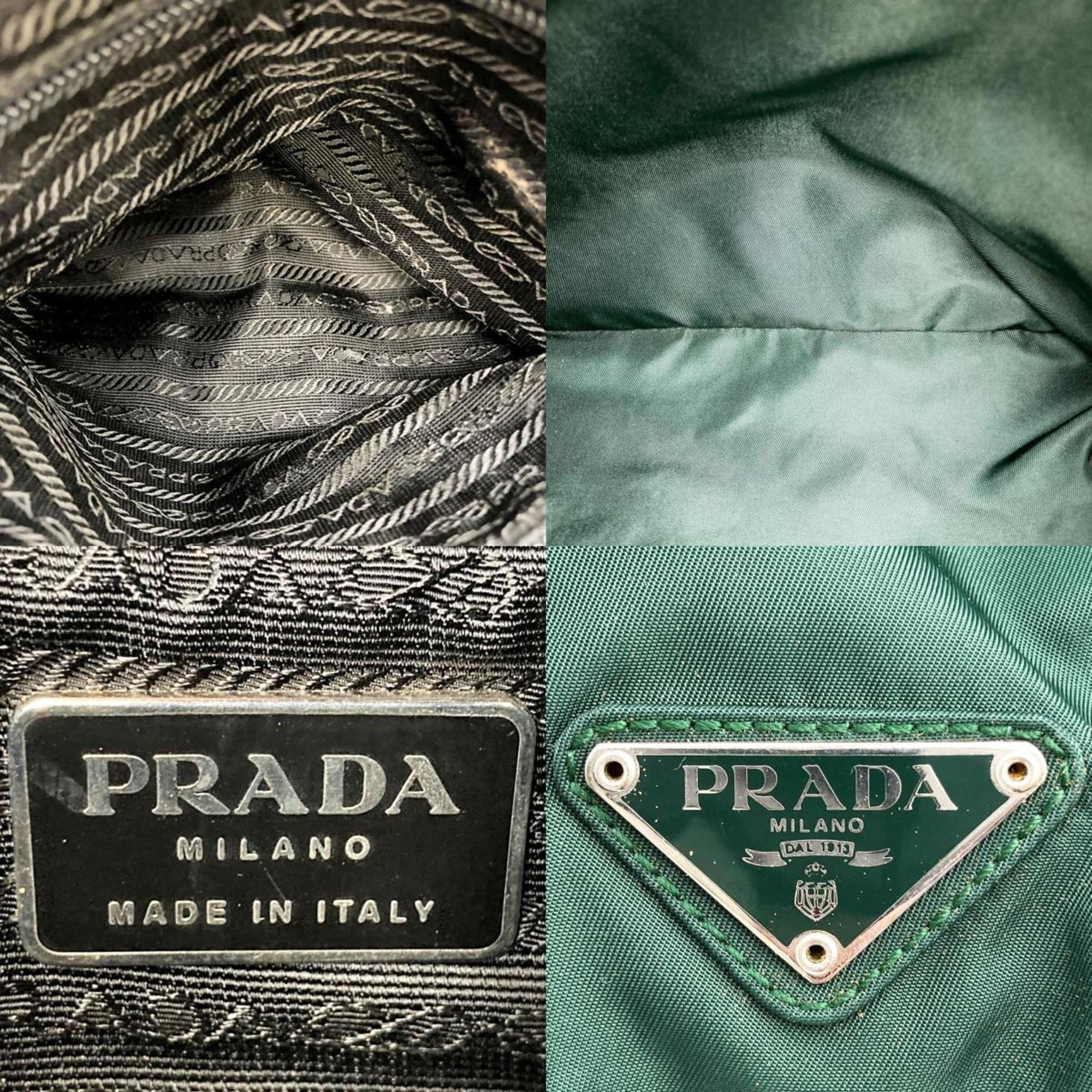 PRADA Prada tote bag shoulder nylon logo plate green ladies men unisex