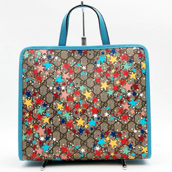GUCCI Gucci GG Supreme Star Tote Bag Handbag Light Blue x Beige Pattern Print Ladies Fashion 605614
