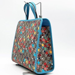 GUCCI Gucci GG Supreme Star Tote Bag Handbag Light Blue x Beige Pattern Print Ladies Fashion 605614