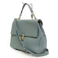 Furla Shoulder Bag Handbag 2WAY Chain Blue Dull Color Leather Ladies Fashion
