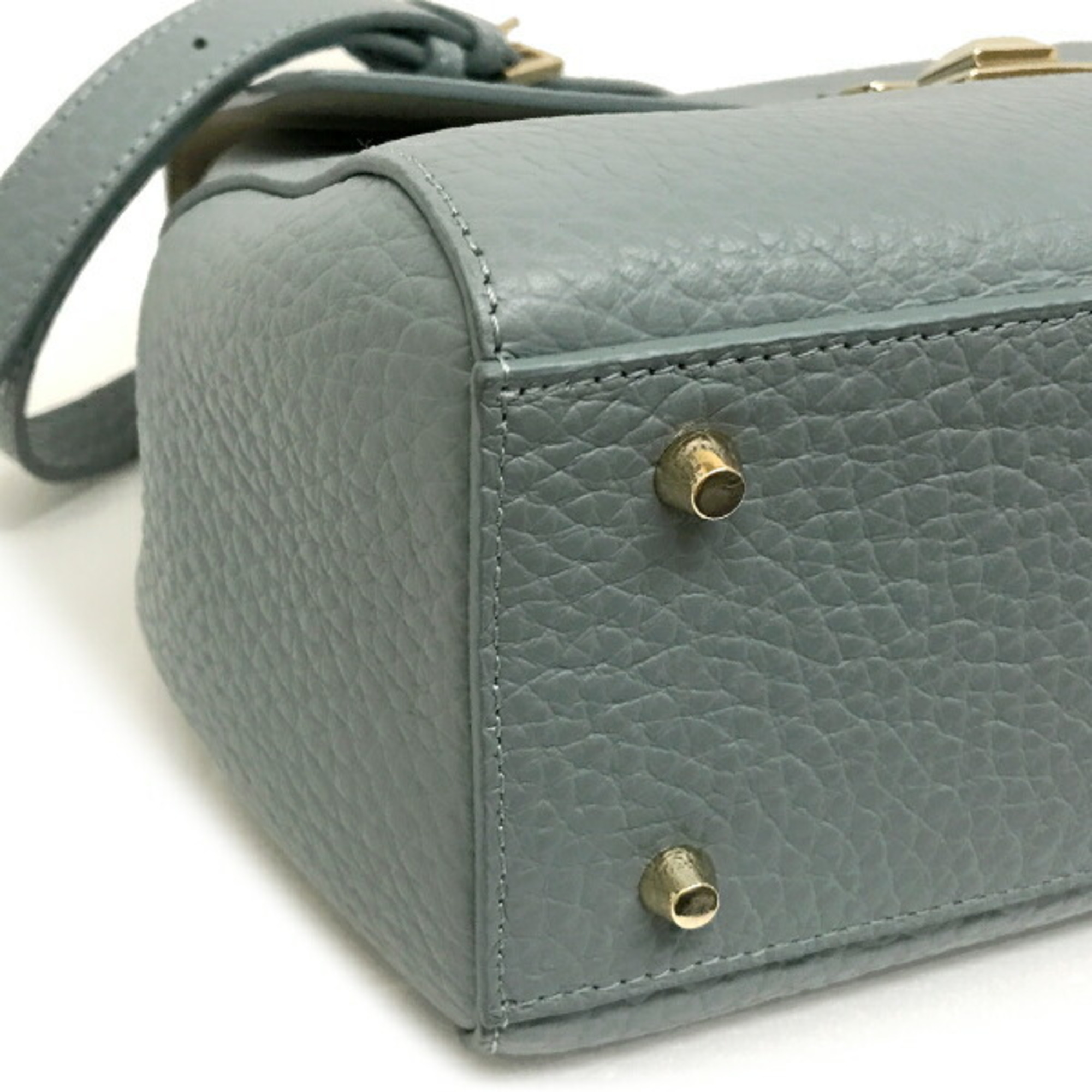Furla Shoulder Bag Handbag 2WAY Chain Blue Dull Color Leather Ladies Fashion