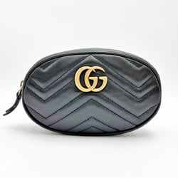 GUCCI Gucci GG Marmont Waist Bag Belt Quilted Black Leather Ladies 476434