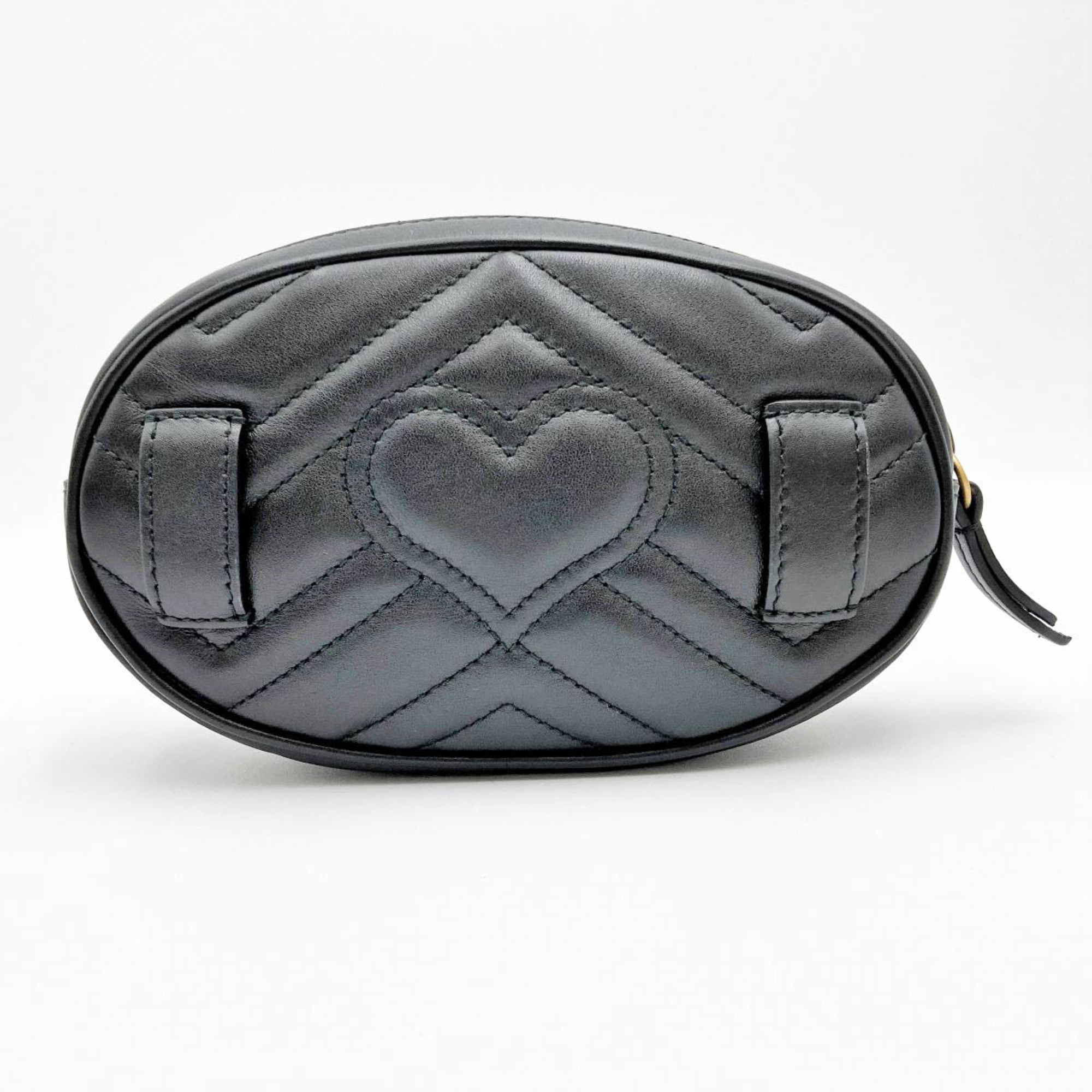 GUCCI Gucci GG Marmont Waist Bag Belt Quilted Black Leather Ladies 476434