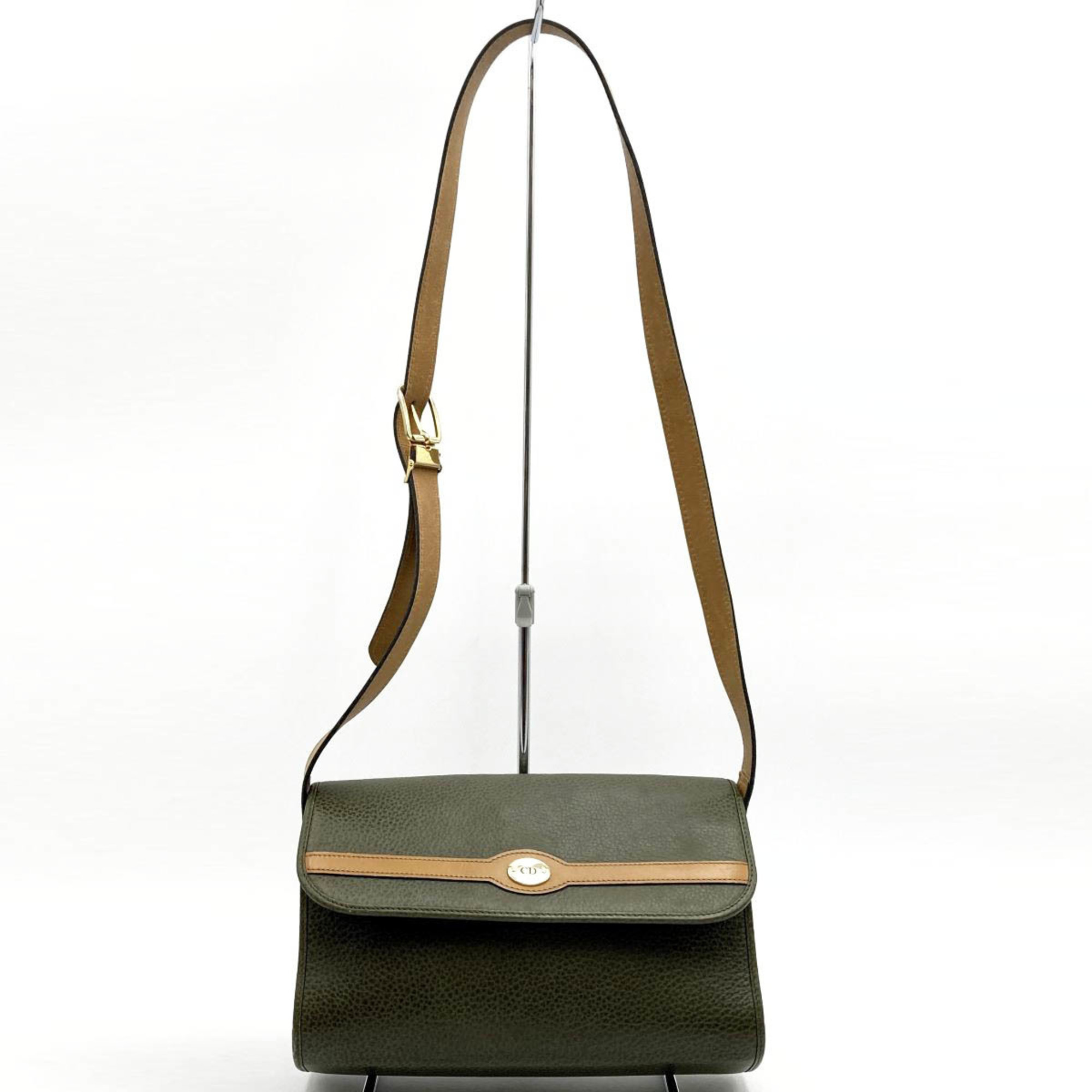 Christian Dior Shoulder Bag Crossbody Khaki Brown Beige Leather Ladies Fashion Vintage