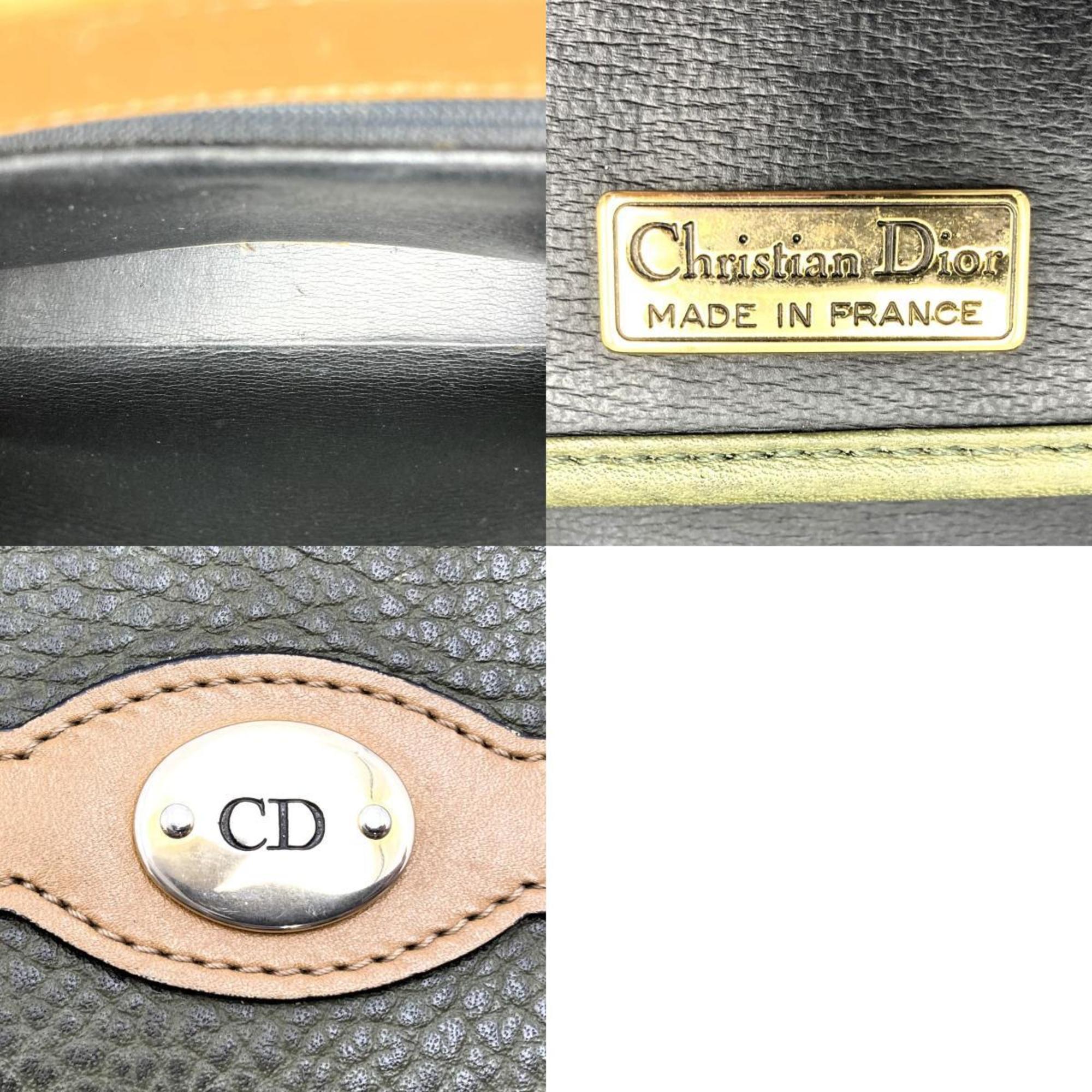 Christian Dior Shoulder Bag Crossbody Khaki Brown Beige Leather Ladies Fashion Vintage