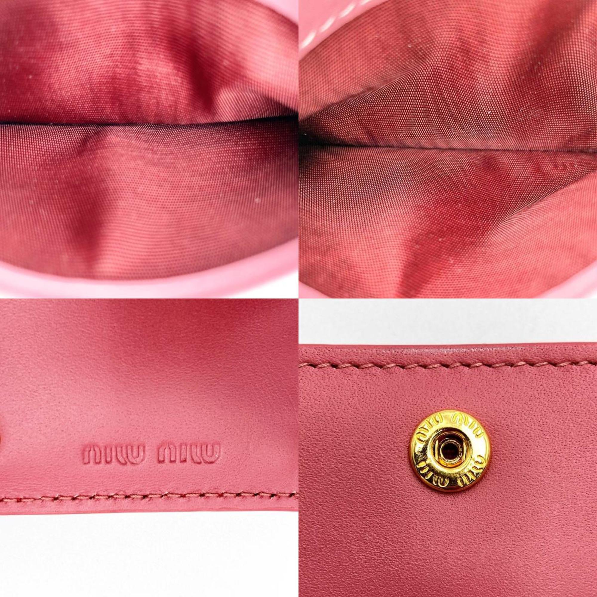Miu Miu Miu Coin Case Wallet Purse Mini Pink Leather Ladies