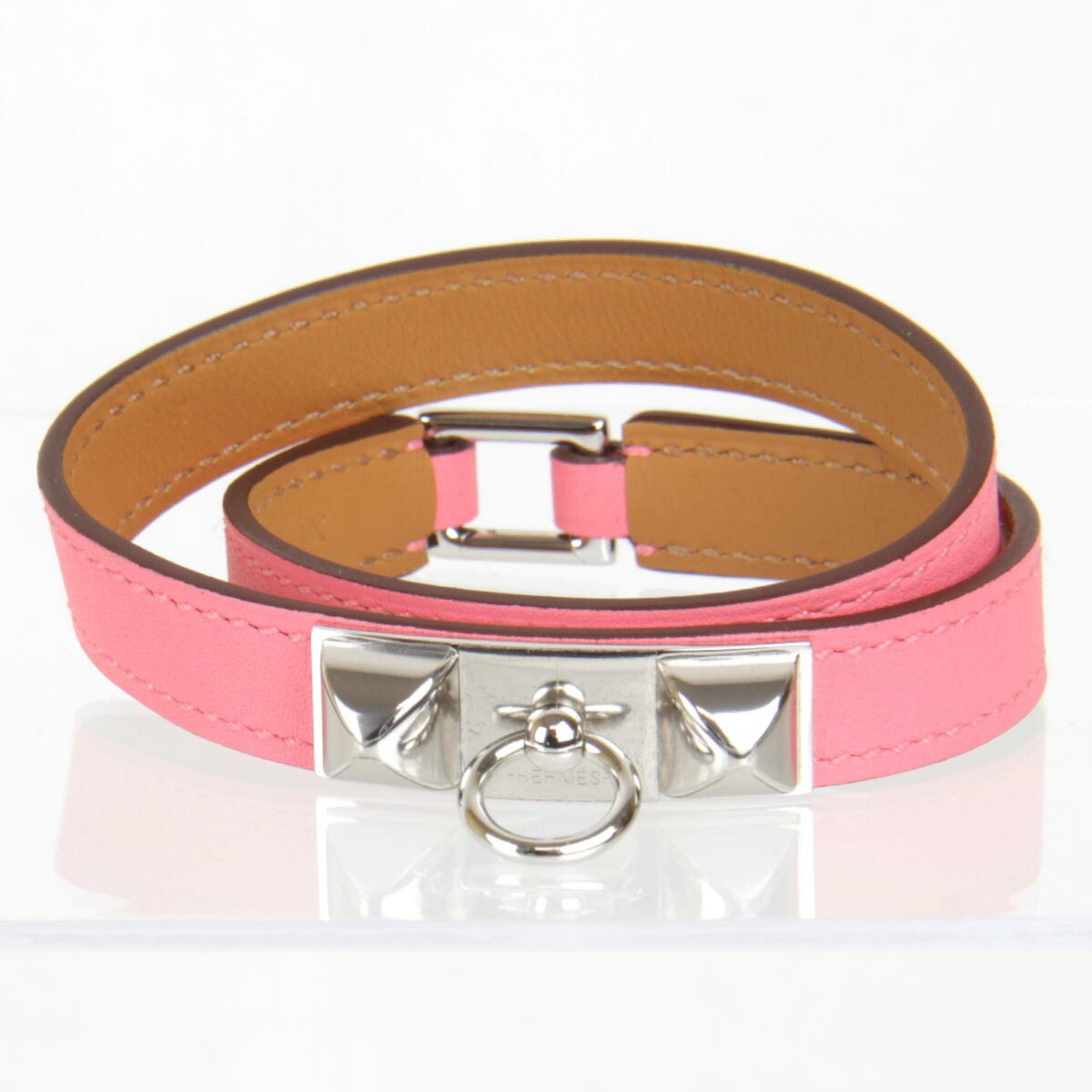 HERMES Rival de Bretour Bracelet Swift Pink Ladies