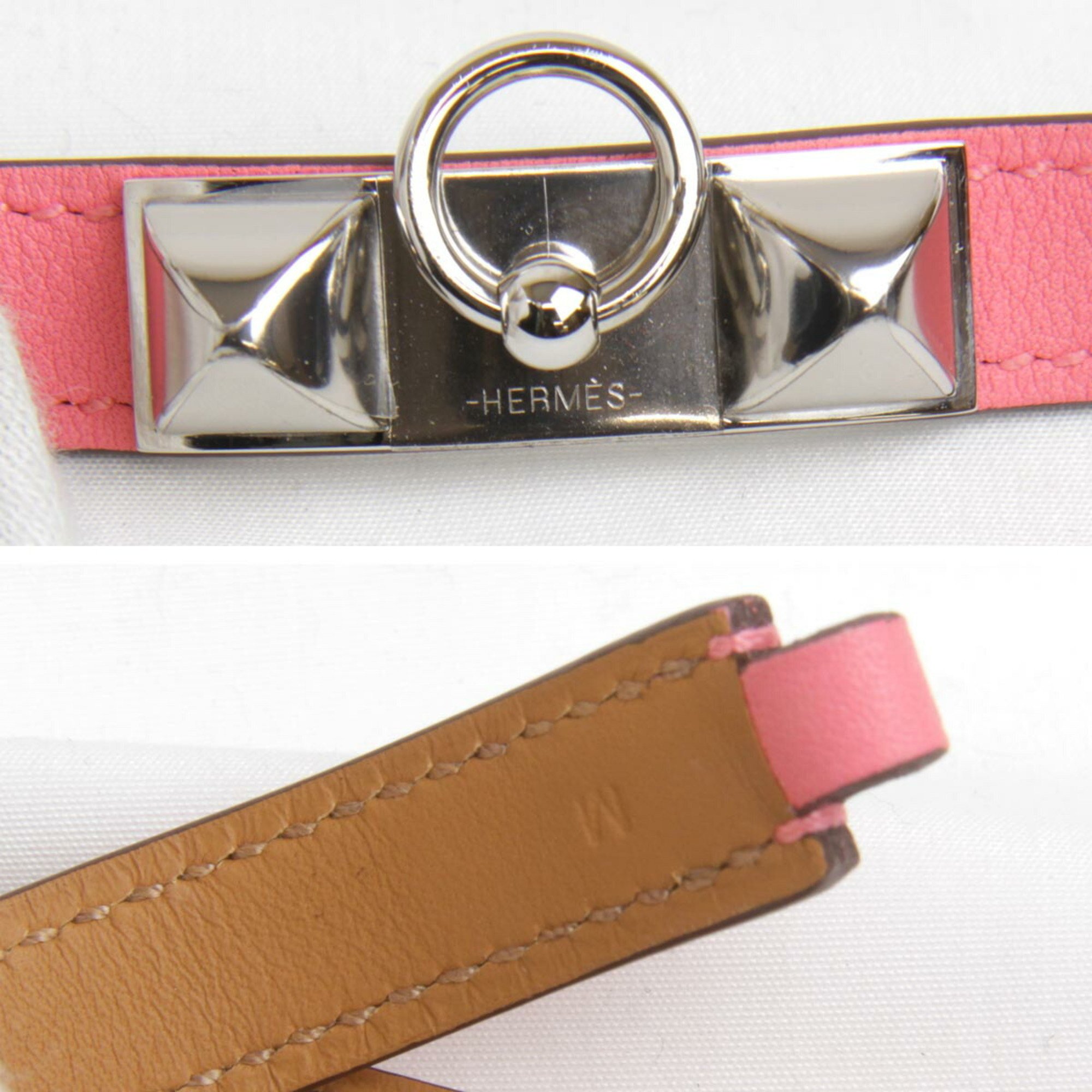 HERMES Rival de Bretour Bracelet Swift Pink Ladies