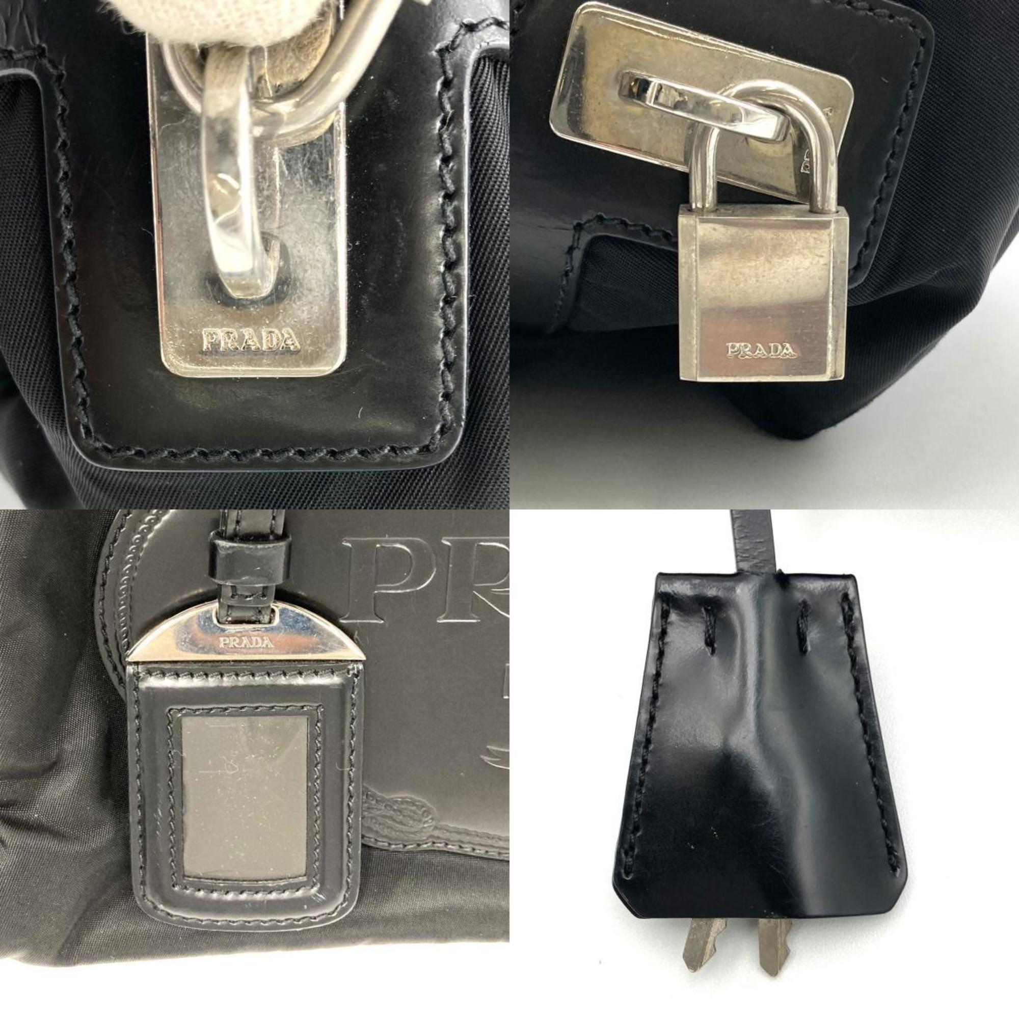 PRADA Prada tote bag shoulder logo mark black nylon leather ladies BR3150
