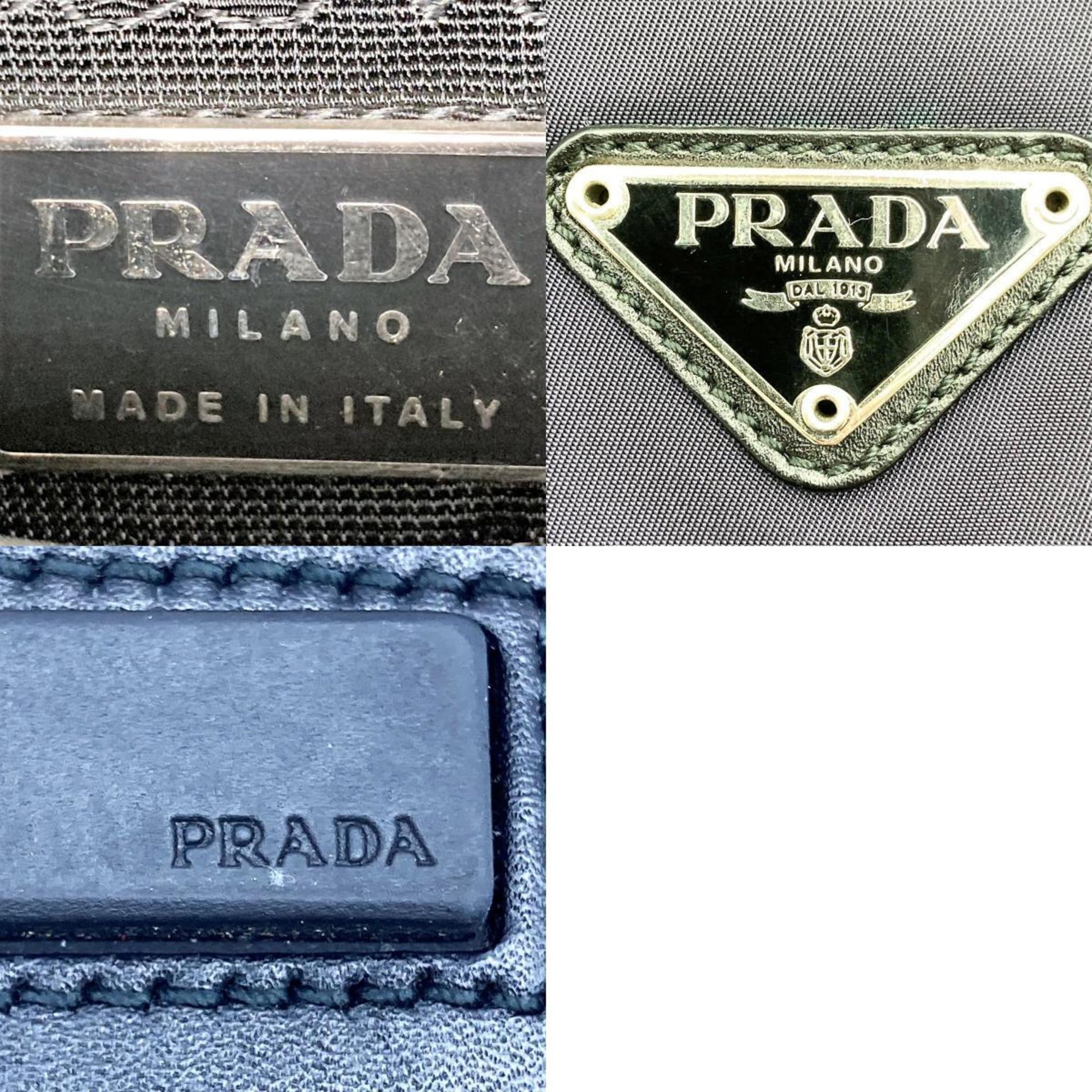 PRADA Prada tote bag shoulder triangle logo black nylon x leather ladies men unisex
