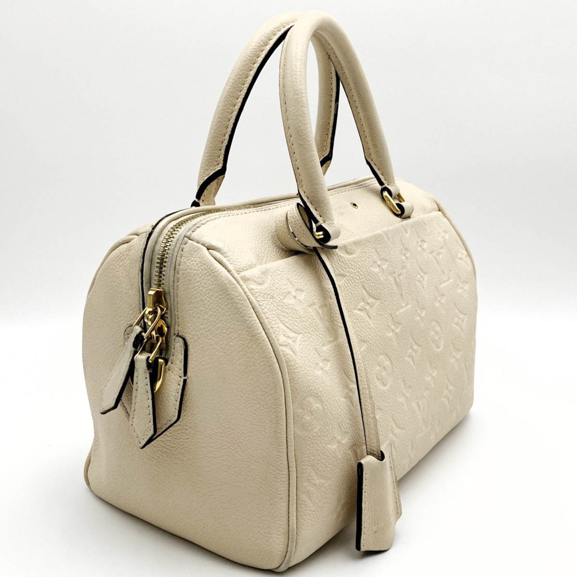 LOUIS VUITTON Speedy 25 Bandouliere Monogram Empreinte Handbag Mini Boston Bag Ivory Leather Women's Fashion