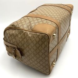 CELINE Macadam Pattern Boston Bag Handbag Travel Brown Camel PVC Women's Fashion