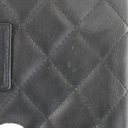 CHANEL Cambon Line Agenda 6 Holes Notebook Cover Leather Black Ladies