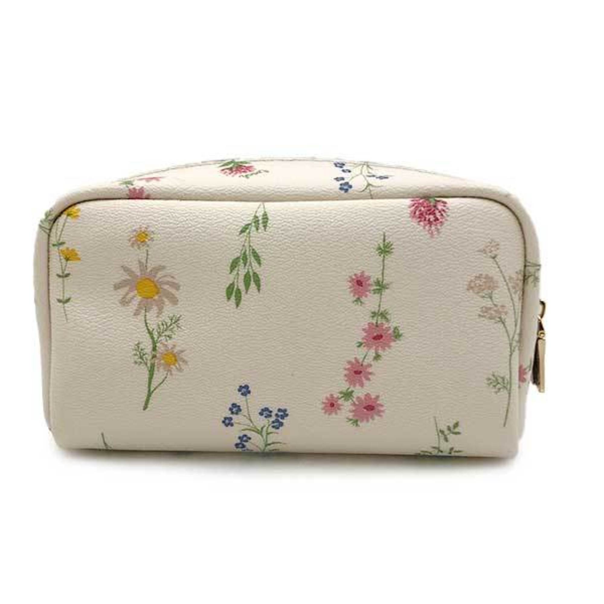 COACH Coach Pouch Floral Print Cosmetic White Ivory Ladies Accessory Case Fashion C0039