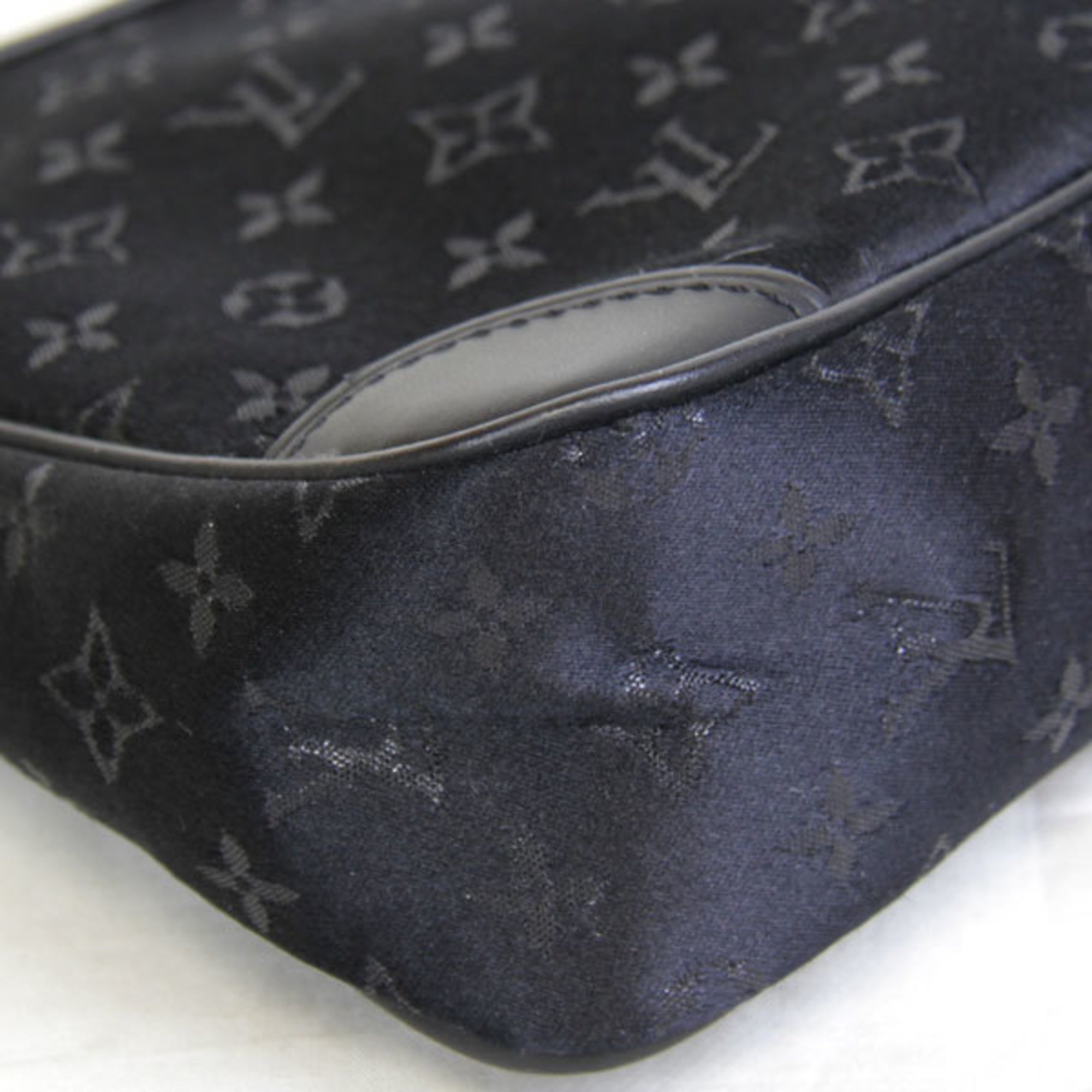 Louis Vuitton Little Boulogne M92142 Handbag Monogram Satin Black Ladies