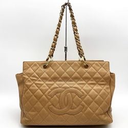 CHANEL Decacoco Mark Shoulder Bag Handbag Chain Beige Leather Ladies