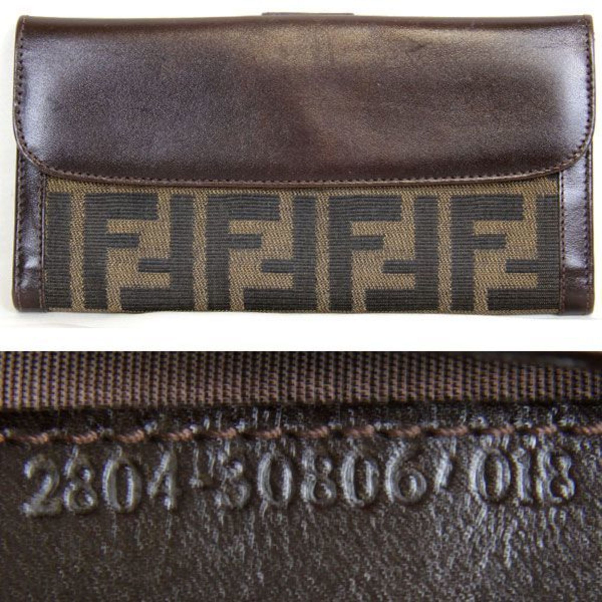 FENDI 2804-30806 long wallet canvas brown