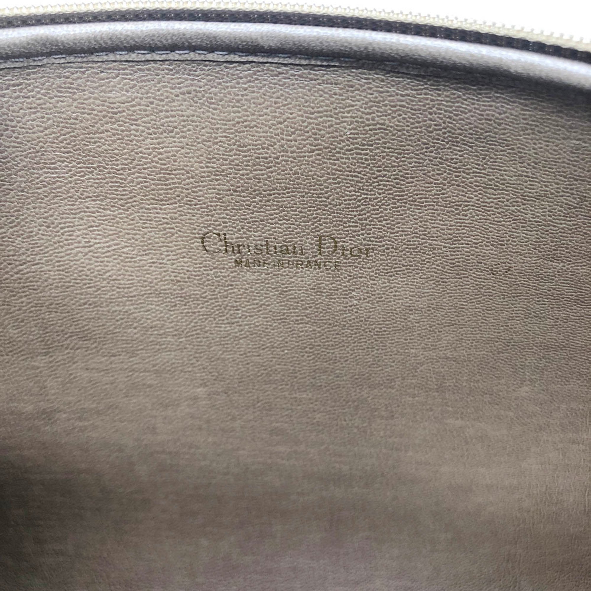 Christian Dior Honeycomb Clutch Bag Pouch Second Beige Brown Ladies Fashion PVC
