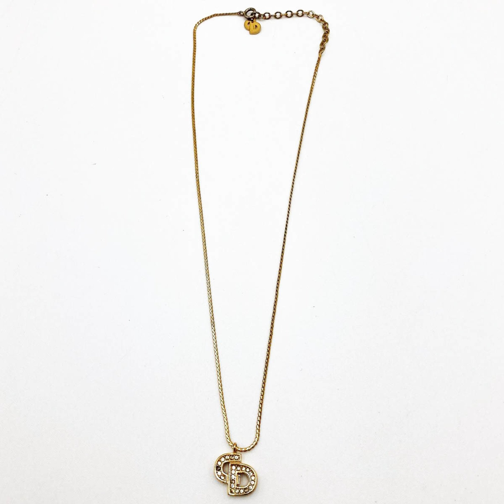 Christian Dior Necklace Logo Design 6g Gold Women's Accessories