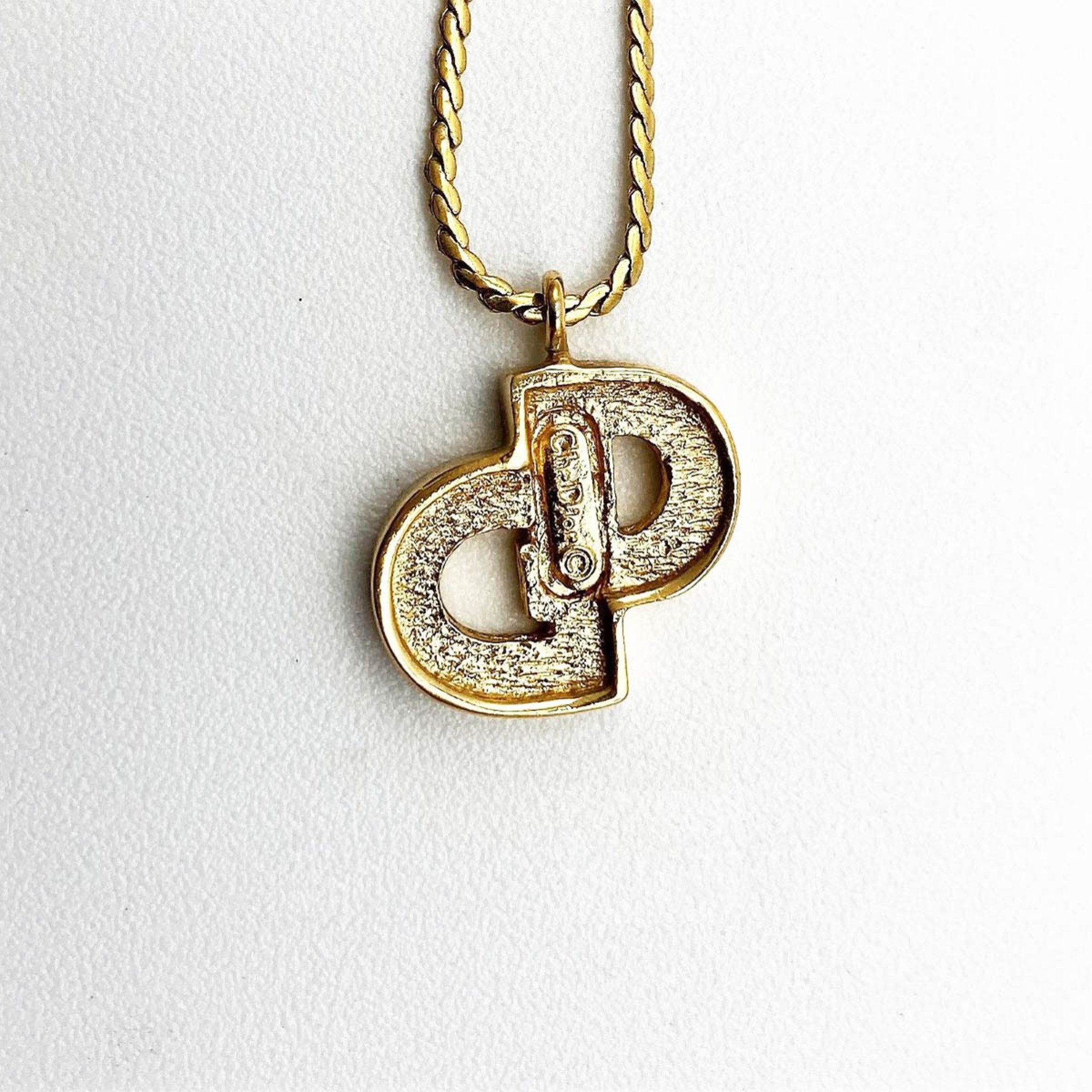 Christian Dior Necklace Logo Design 6g Gold Women's Accessories