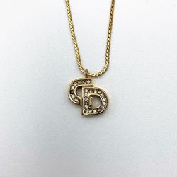 Christian Dior Necklace Logo Design 6g Gold Women's Accessories