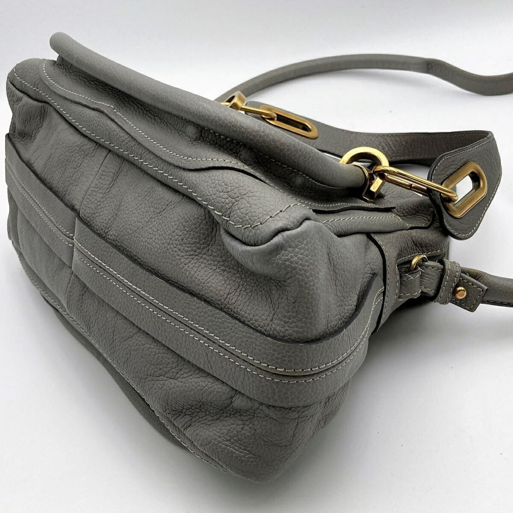 Chloé Chloe Mini Parati 2way Shoulder Bag Handbag Crossbody Leather Gray Ladies Fashion