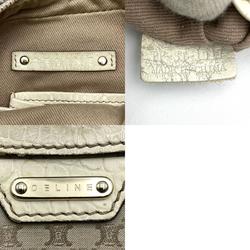 CELINE Macadam Pattern Shoulder Bag Hobo Beige Ivory Nylon Women's PP-ST-1017
