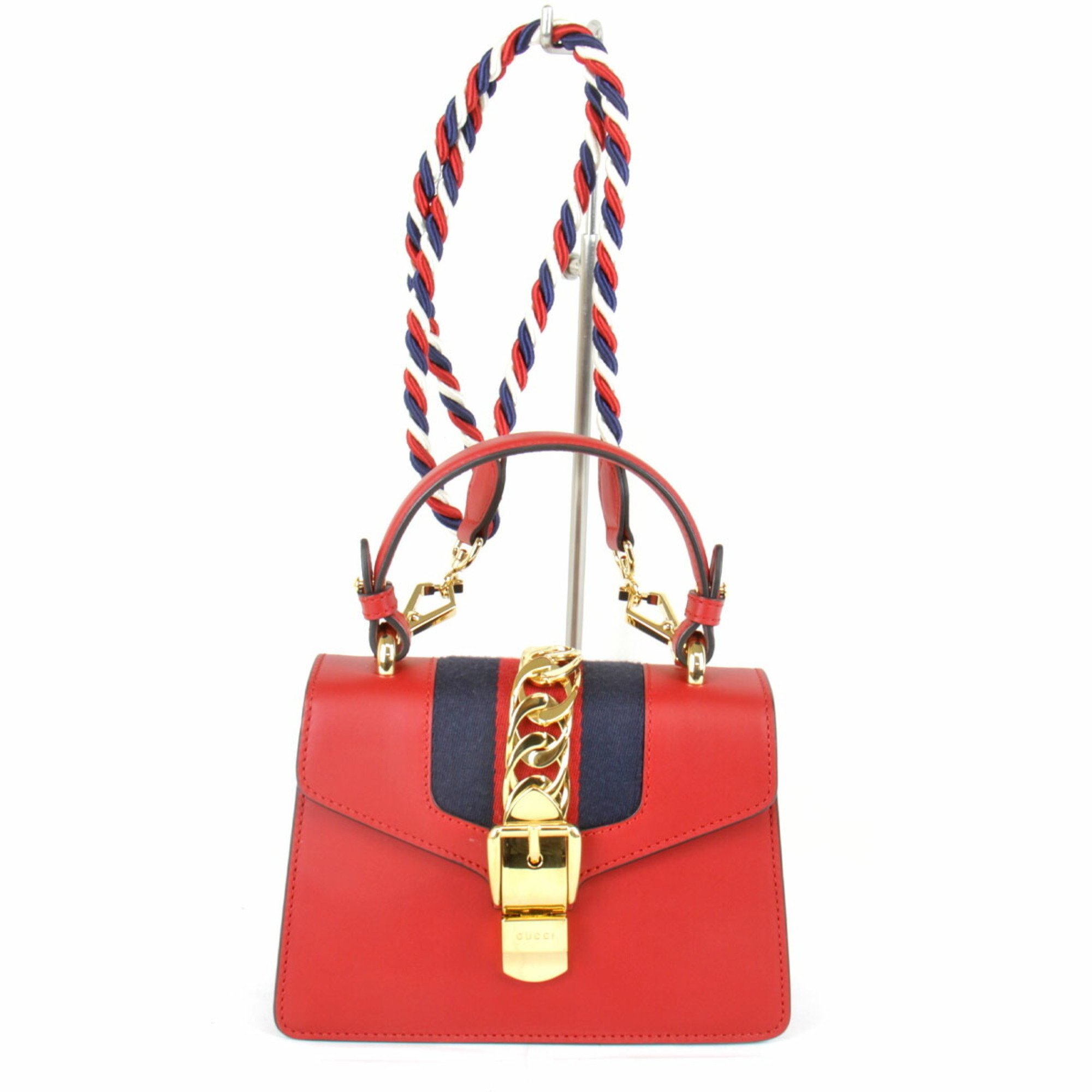 GUCCI Gucci Sylvie 2WAY 470270 Shoulder Bag Leather Red Ladies