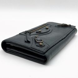 BALENCIAGA Classic Continental Long Wallet Black Leather Women Men Unisex 253038