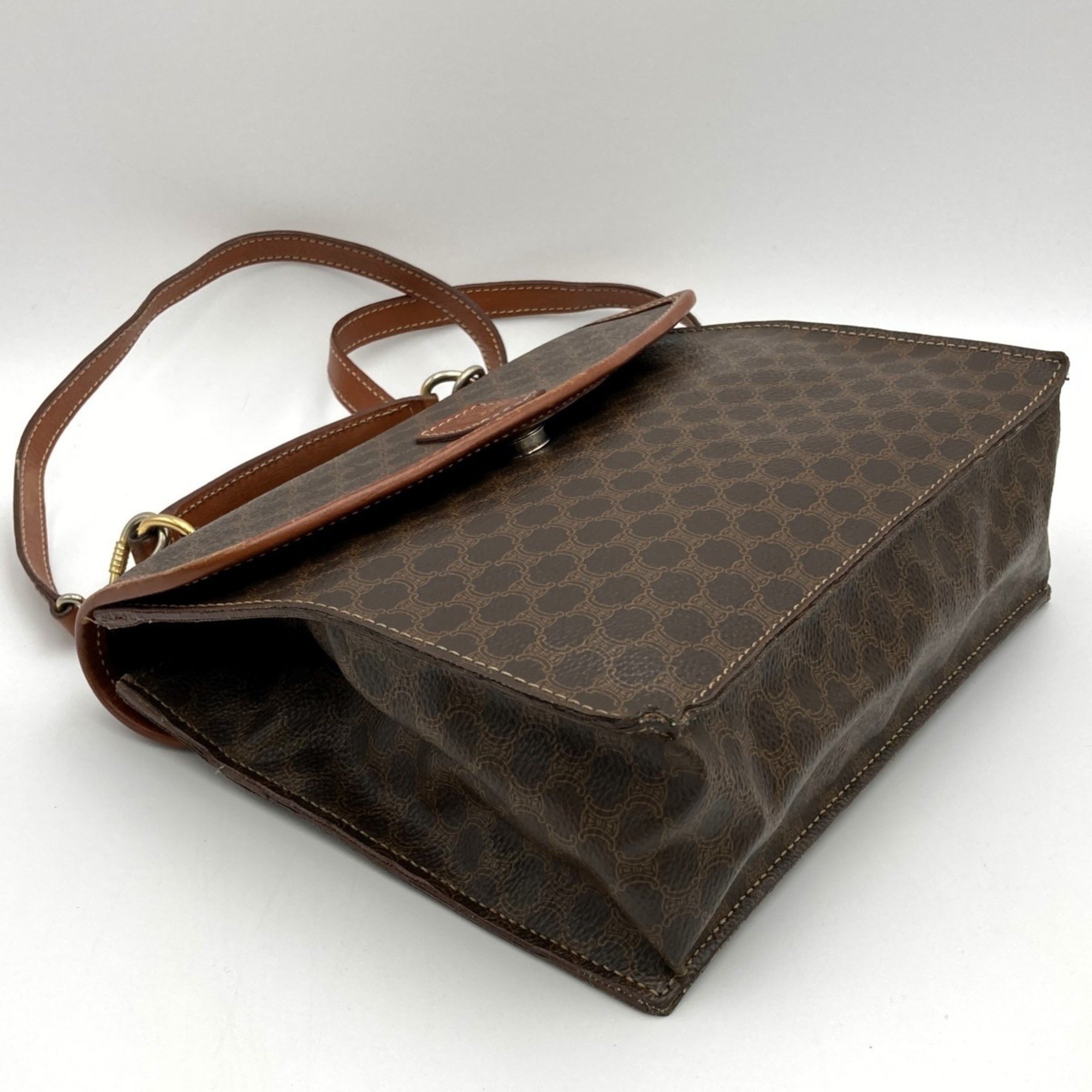 CELINE Macadam Shoulder Bag Handbag Crossbody Brown PVC Women's Fashion M94