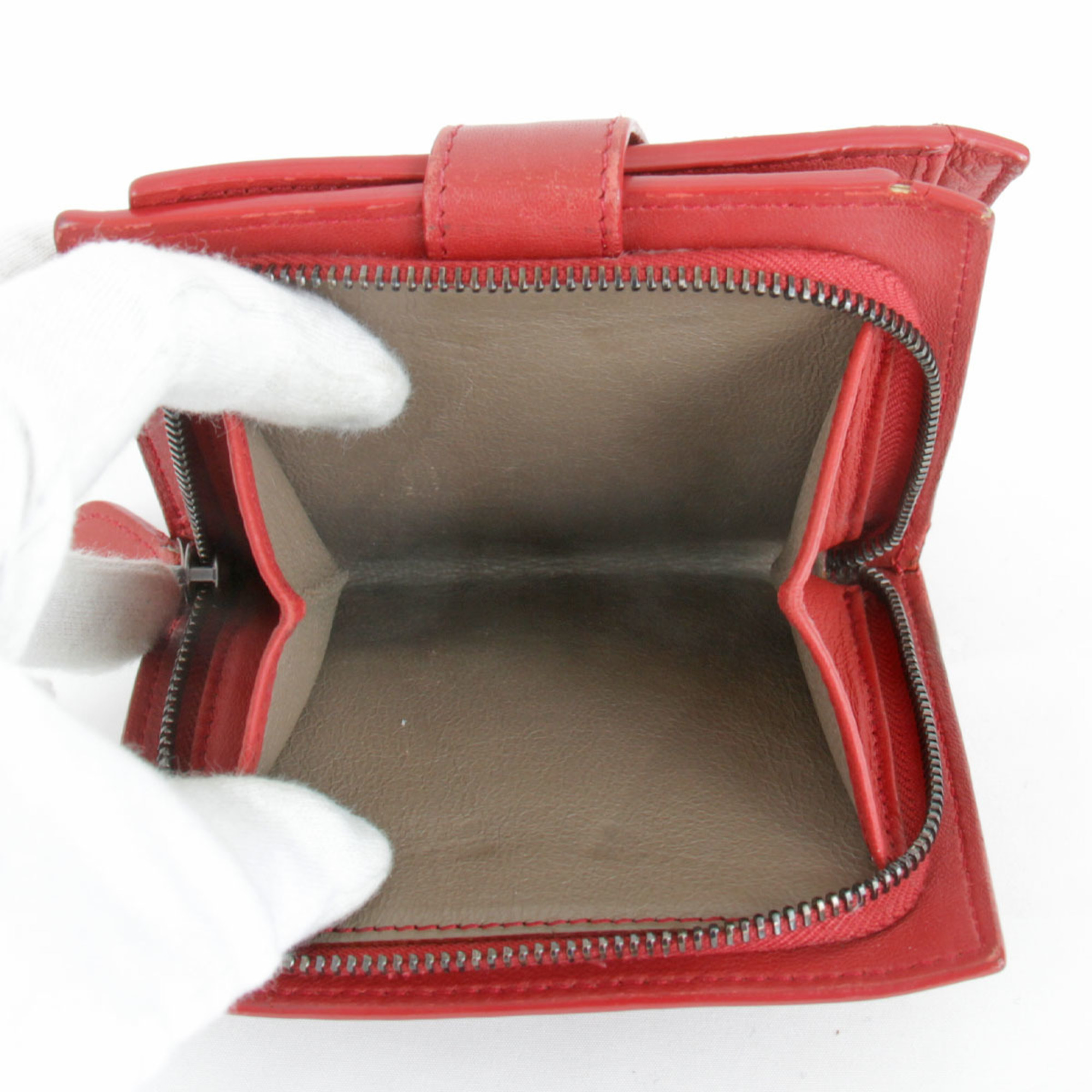 BOTTEGA VENETA Intrecciato Bifold Wallet Leather Red Women's
