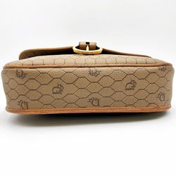 Christian Dior Honeycomb Pattern Shoulder Bag Crossbody Pochette Brown PVC Women's