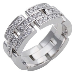 Cartier Ring Women's 750WG Half Diamond Maillon Panthère White Gold #55 Approx. No. 14.5 Polished