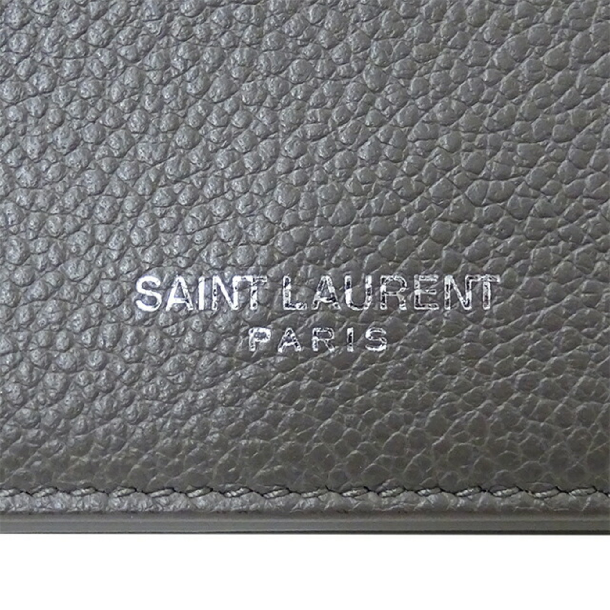 Saint Laurent SAINT LAURENT Wallet Women's Trifold Leather Gray Coin Purse Bill
