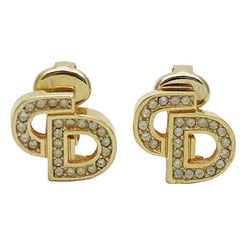 Christian Dior Earrings Women's Gold Rhinestone Yellow