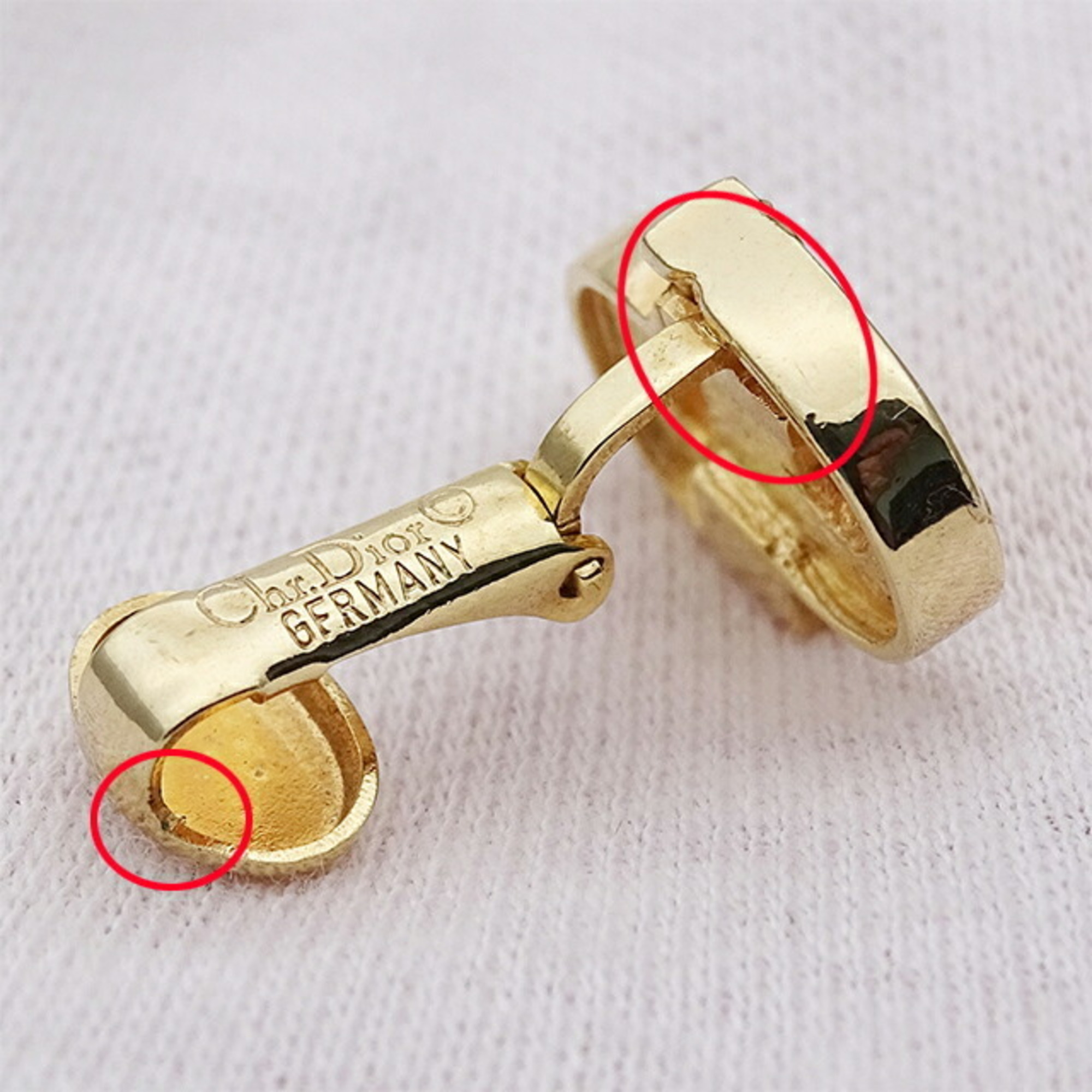 Christian Dior Earrings Women's Gold Rhinestone Yellow