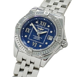 Breitling Cockpit Lady A71356 Watch Ladies Date 8P Diamond Quartz Stainless Steel SS Silver Blue Polished