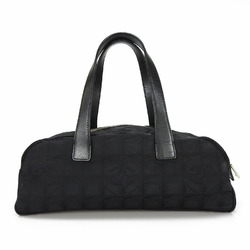 CHANEL Mini Boston Bag Handbag New Travel Line BAG No. 7 Ladies Jacquard Nylon Leather Black Here Mark Light b-a13233