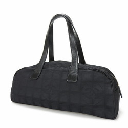 CHANEL Mini Boston Bag Handbag New Travel Line BAG No. 7 Ladies Jacquard Nylon Leather Black Here Mark Light b-a13233