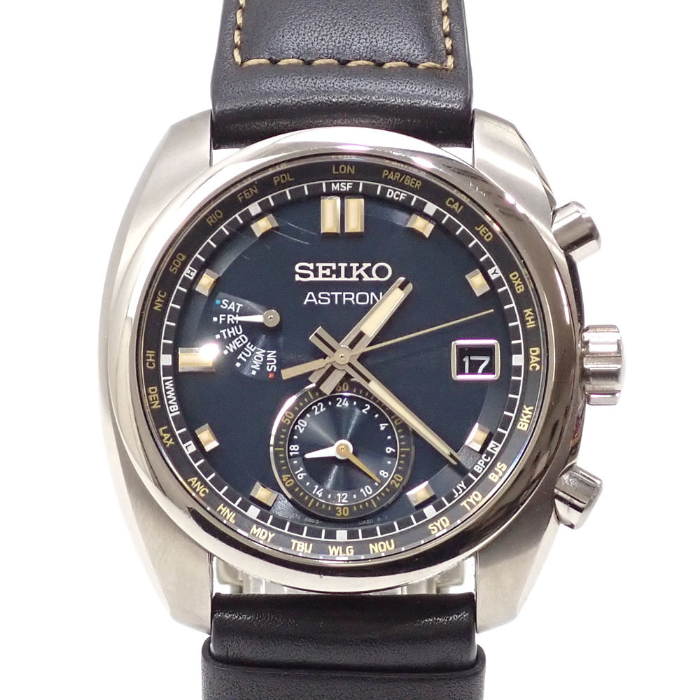 Seiko Watch Astron Men s Solar Titanium Leather SBXY007 Light