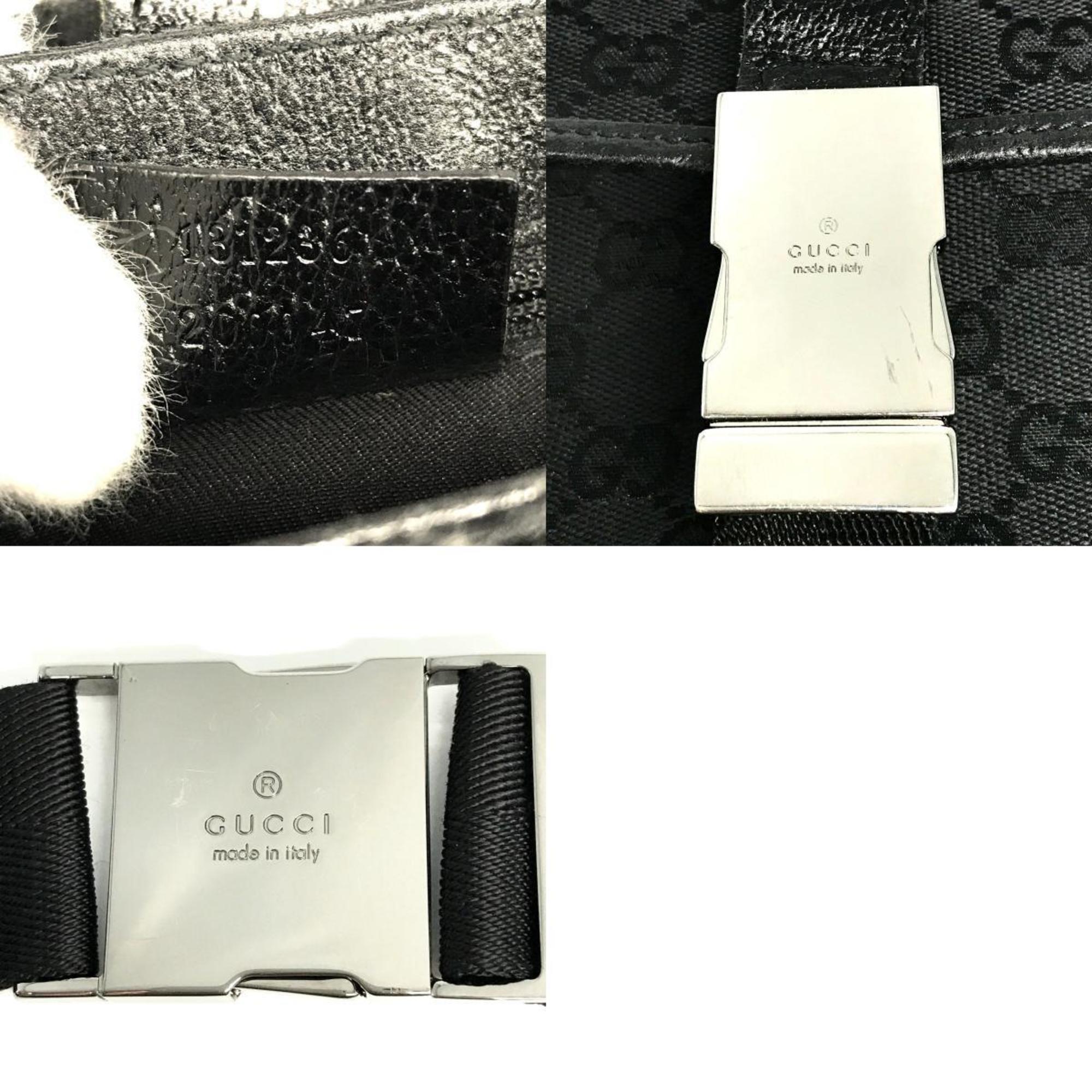 GUCCI Gucci Waist Bag Body Mini Black GG Canvas Silver Hardware 131236 Women Men