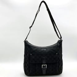 GUCCI Gucci GG Canvas Shoulder Bag Crossbody x Leather Black Ladies 114272