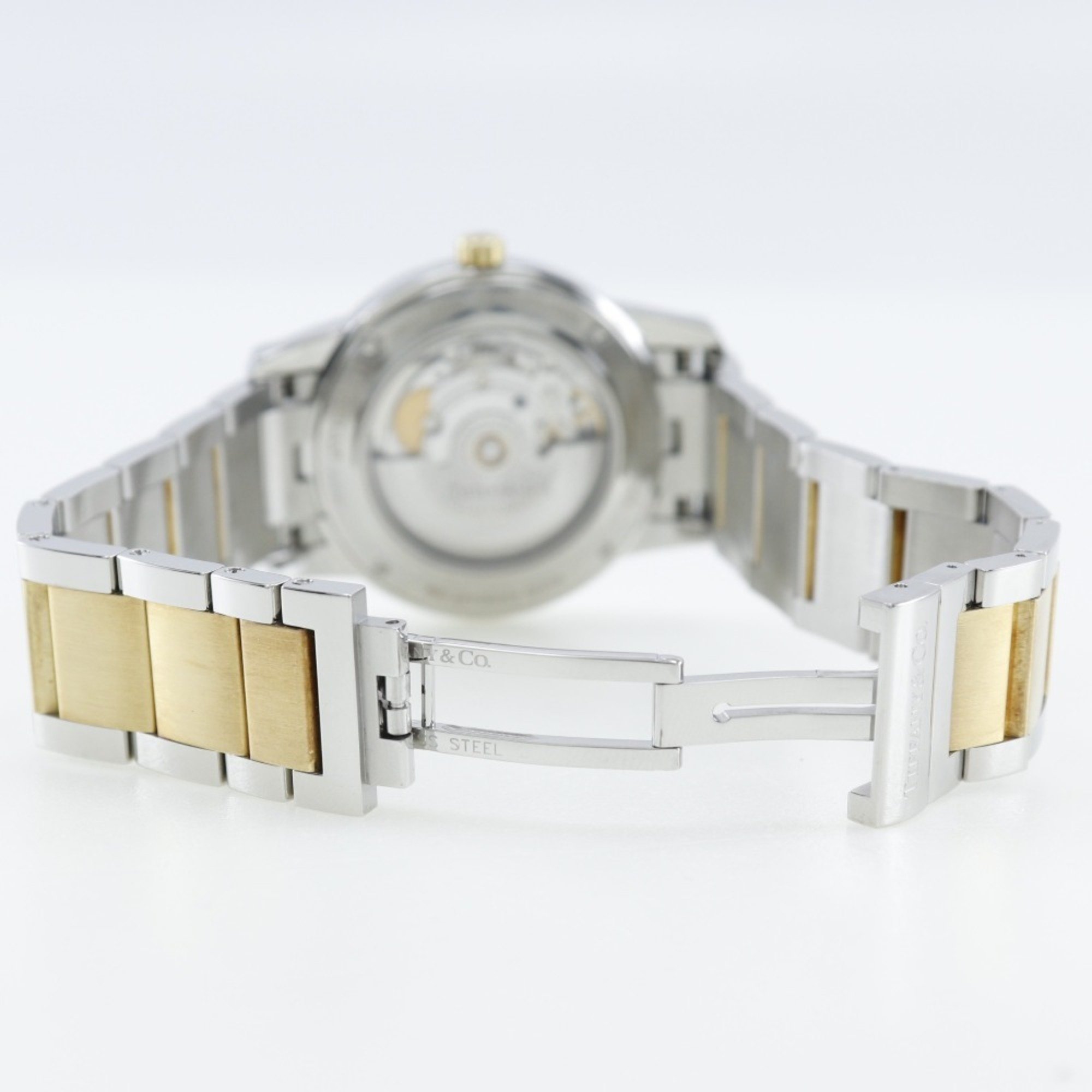 Tiffany TIFFANY&Co. Atlas Dome Watch Gold & Steel Swiss Made Silver/Gold Automatic Winding Analog Display White Dial Men's