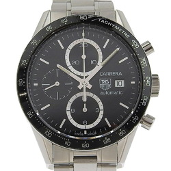 TAG HEUER Carrera Watch CV2010-3 Stainless Steel Swiss Made Silver Automatic Black Dial Men's