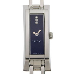 GUCCI 3P diamond watch 110 stainless steel Swiss made silver quartz analog display black dial ladies