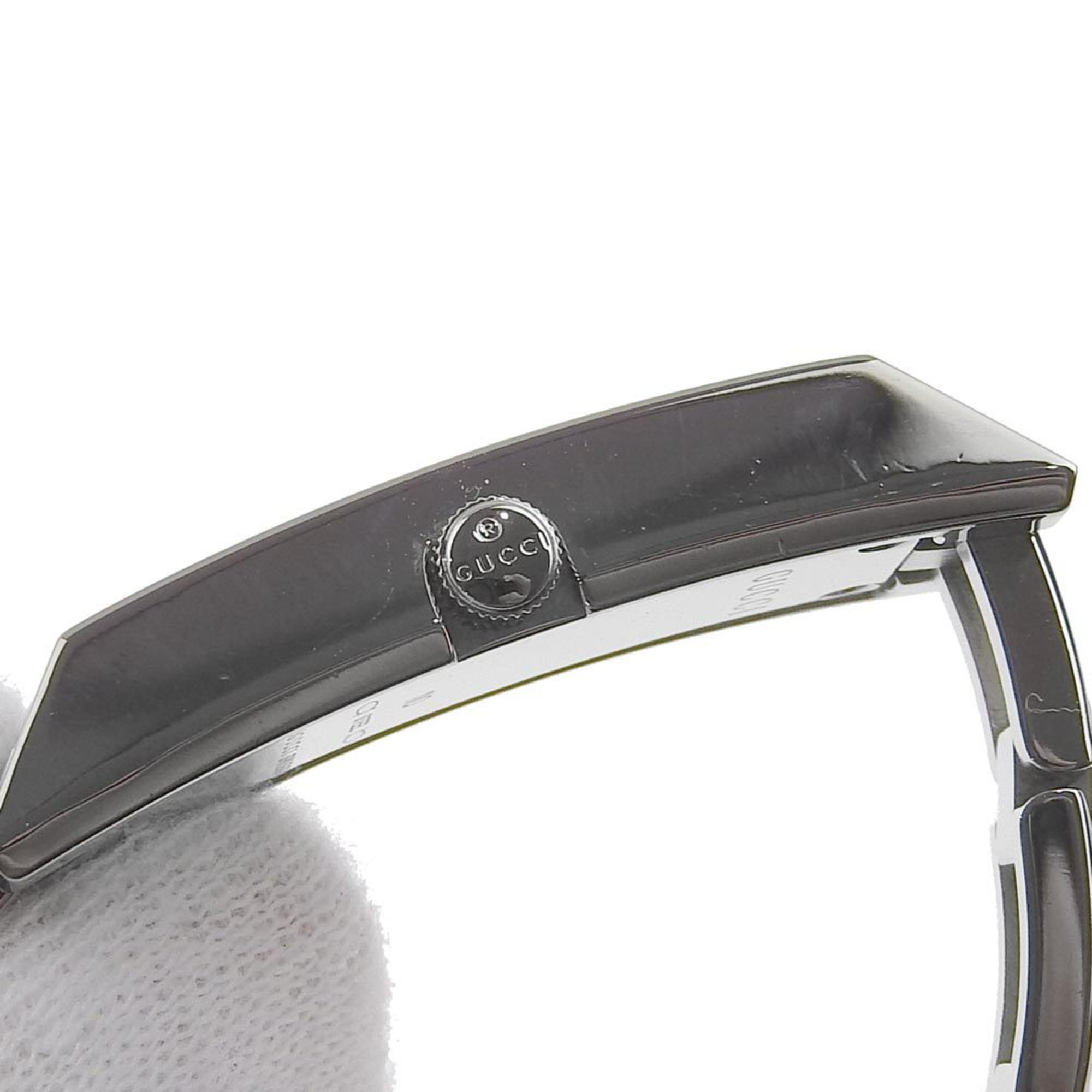 GUCCI 3P diamond watch 110 stainless steel Swiss made silver quartz analog display black dial ladies