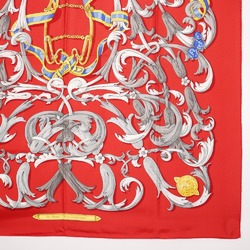 HERMES Carre90 Scarf LE MORS A LA CONETABLE Elegance Silk Made in France Red Ladies