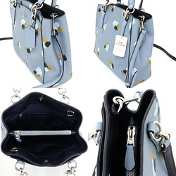 Coach COACH shoulder bag floral leather 38417 blue