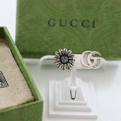 GUCCI Double G Flower Stud Earrings Silver & Blue 527344 I5569 8183